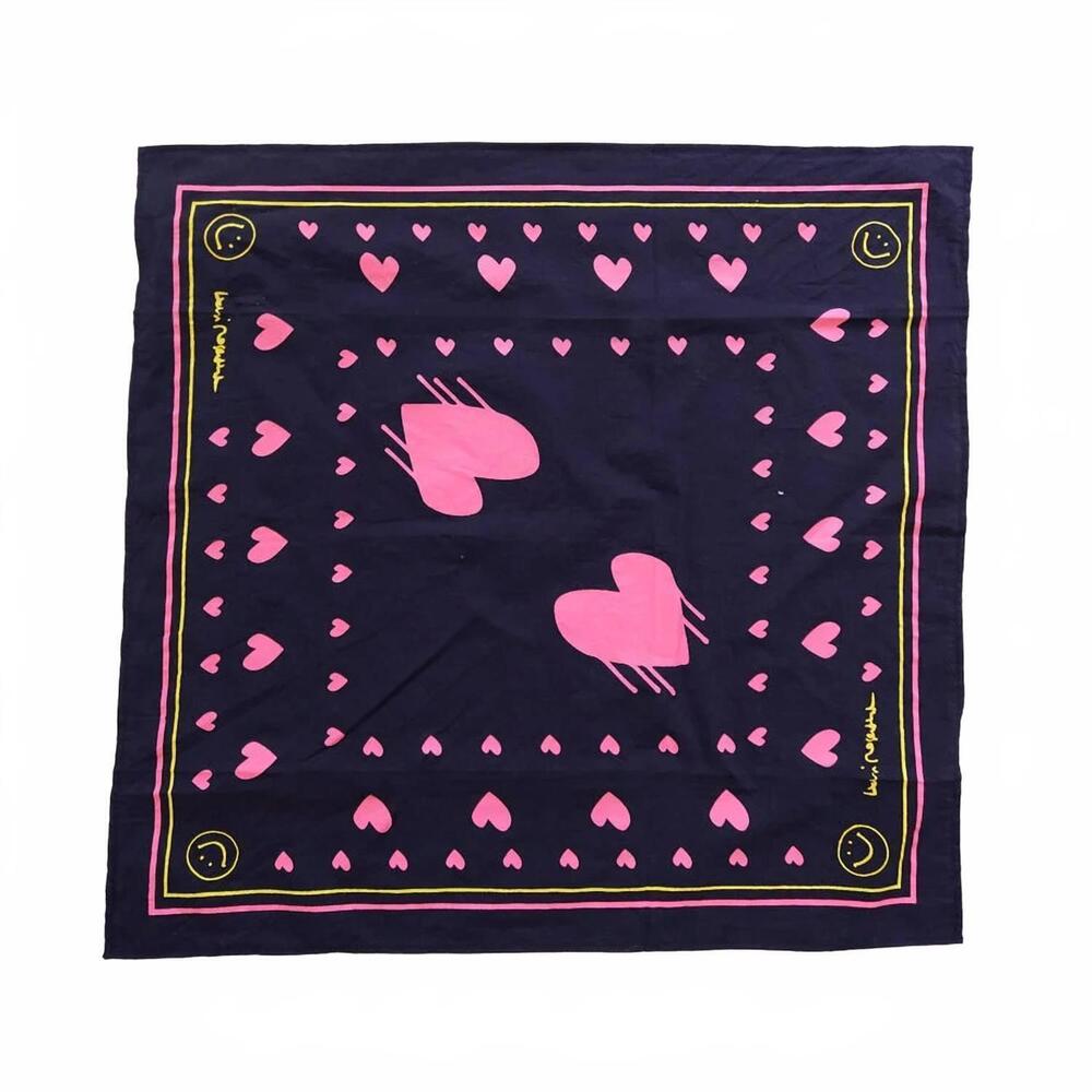 NEW KERRI ROSENTHAL women's drippy heart bandana in indigo blue